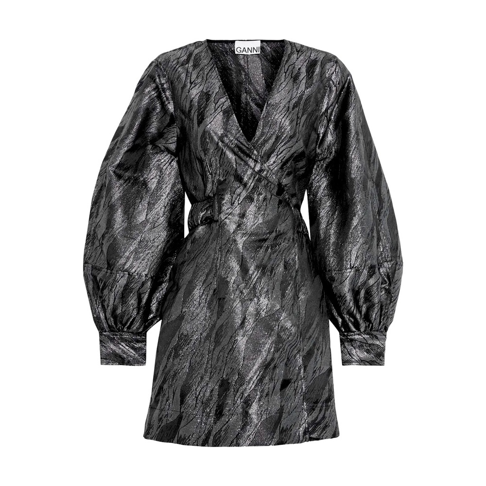 Ganni Jacquard Wrap Dress 38